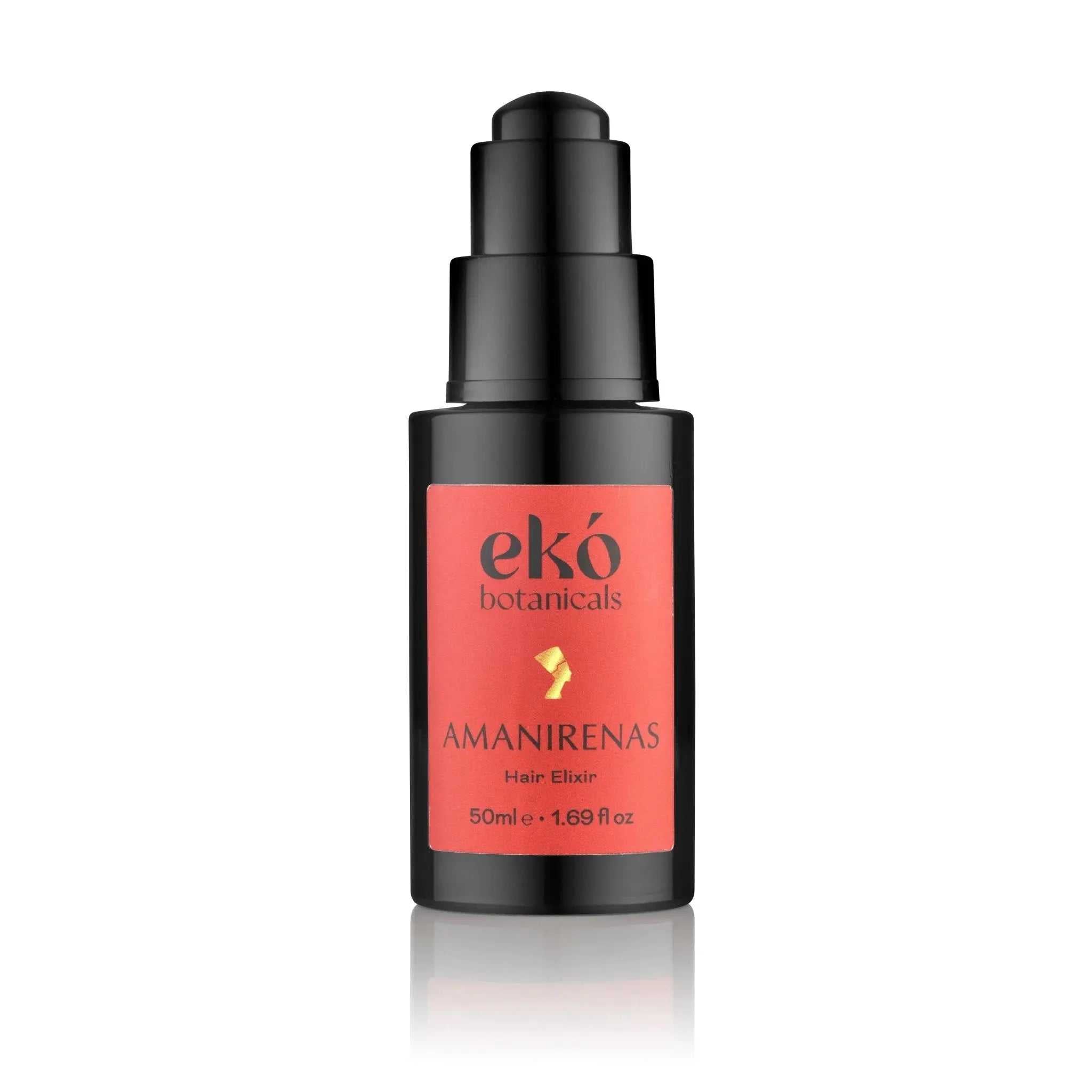 Amanirenas hair growth oil elixir bottle with natural ingredients
