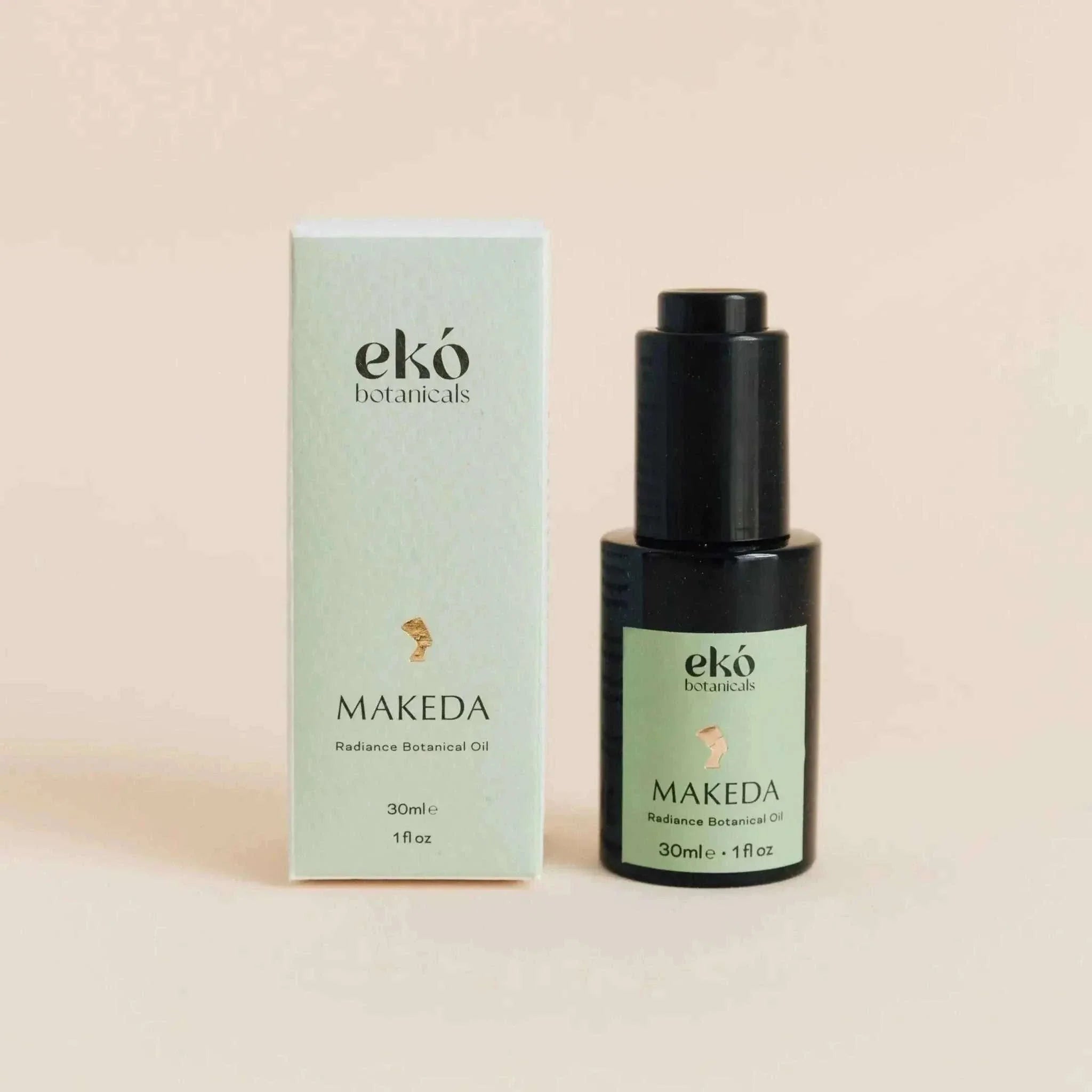 Makeda Radiance Ageless Botanical Oil bottle with natural plant ingredients