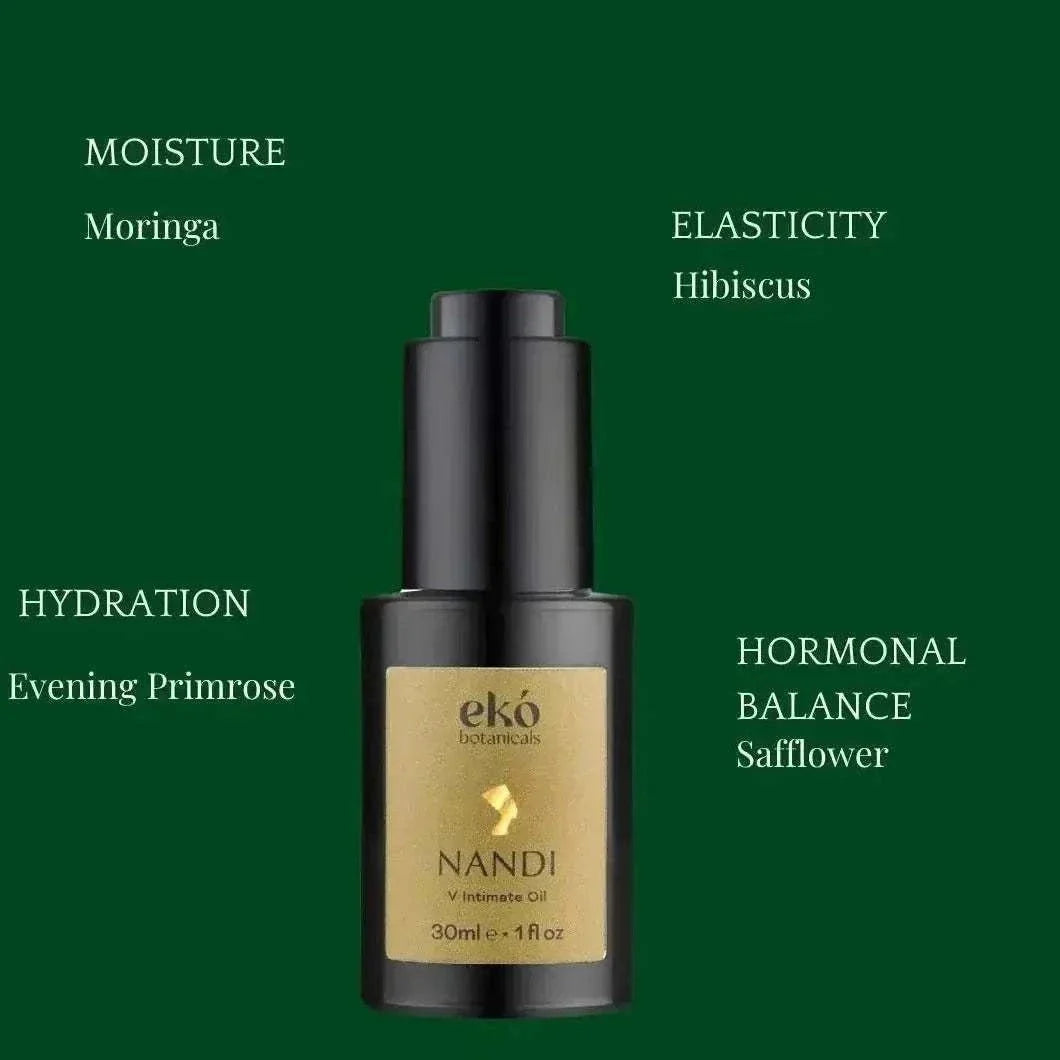 Nandi Vaginal Intimate Oil bottle with organic botanical ingredients